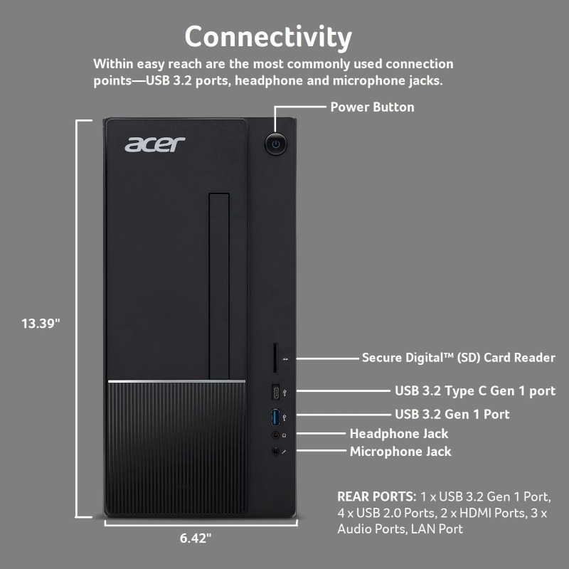 Acer Aspire TC Desktop - Intel Core i5-14400 - 16GB RAM - 512GB SSD - Image 4