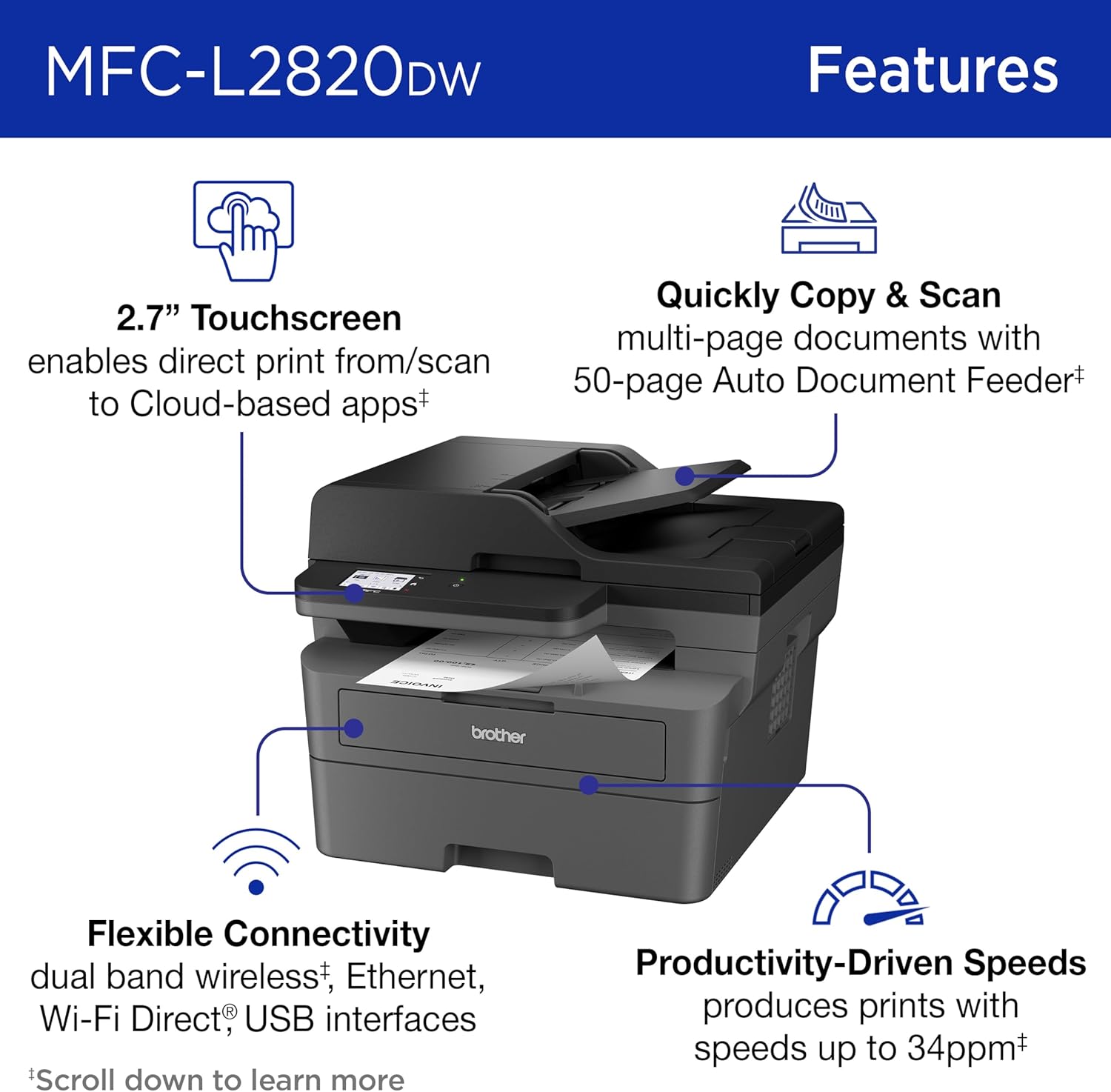 Brother MFC-L2820DW Monochrome Laser All-in-One - Image 3