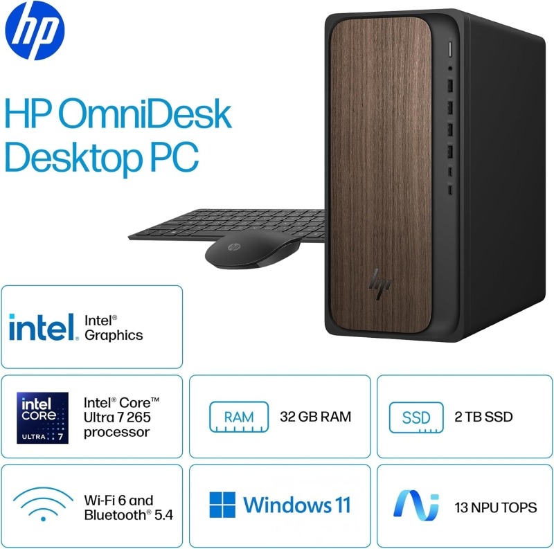 HP OmniDesk AI Desktop - Intel Core Ultra 7 - 32GB RAM - 1TB SSD - Image 2