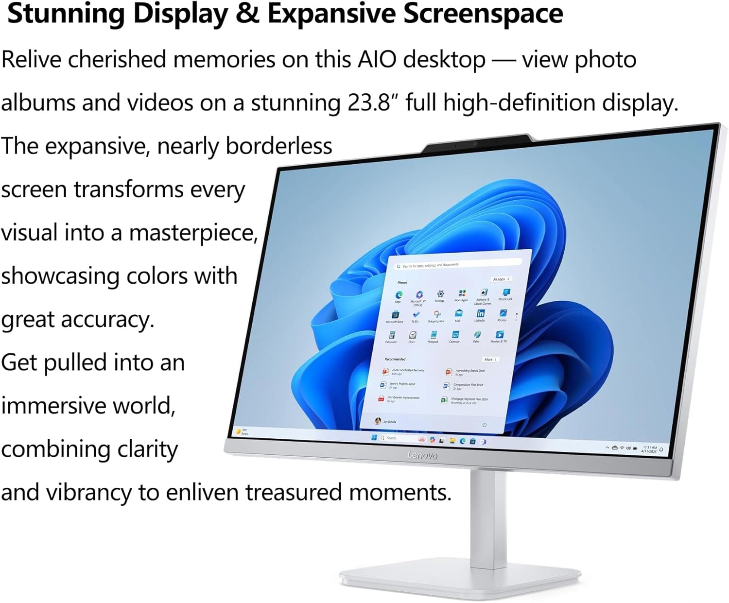 Lenovo 24 23.8" All-in-One Desktop Computer Intel Core i3, 8GB RAM, 512GB SSD - Image 4