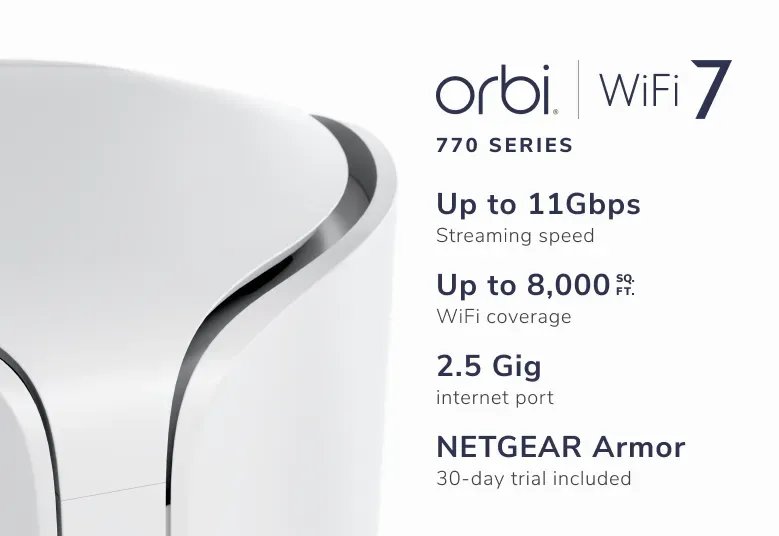 NETGEAR Orbi 770 Tri-Band Wi-Fi 7 Mesh System (3-Pack) - Image 3