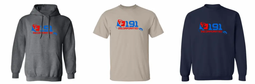 Official 191 Incorporated shirts, hoodies and merchandise